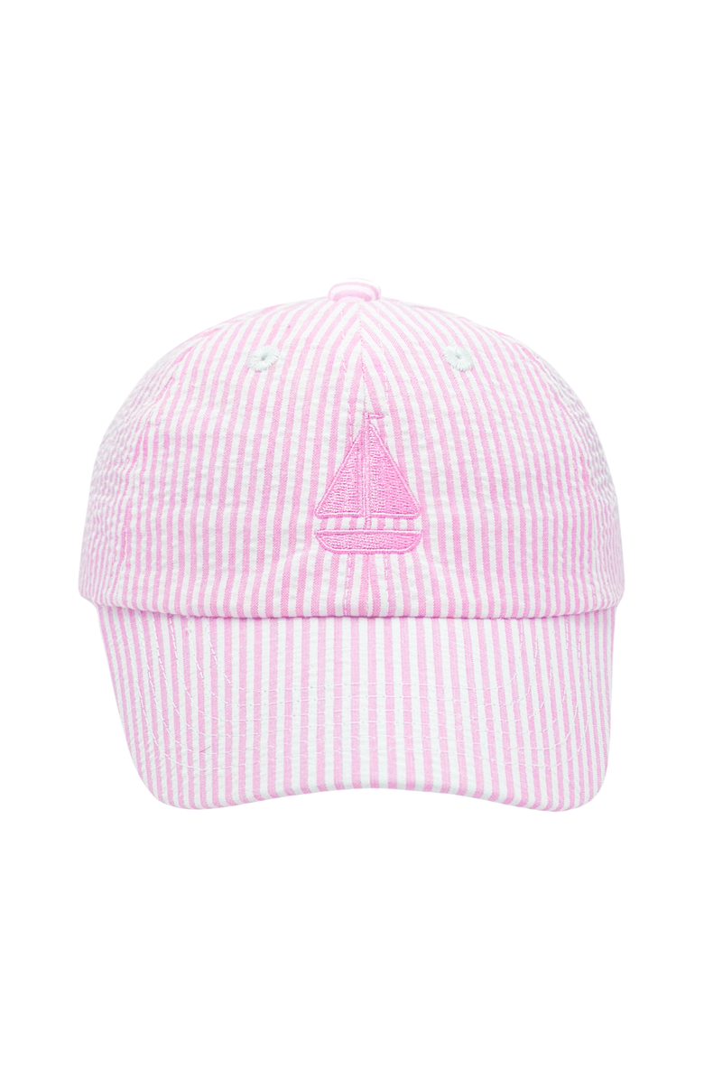 Bits & Bows Sailboat Seersucker Bow Baseball Hat, Main, color, Pink