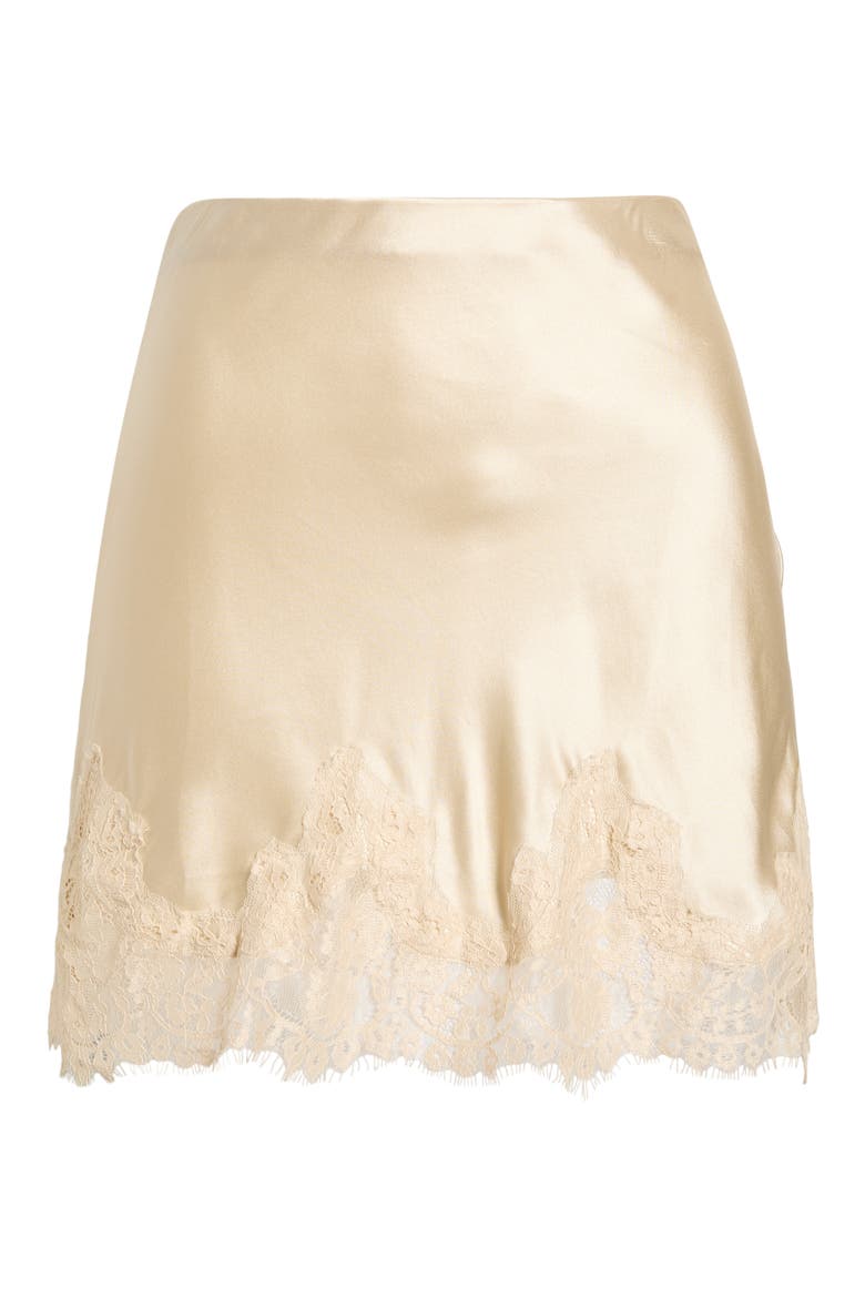 Carolina Lace Trim Silk Miniskirt, Main, color, ALMOND