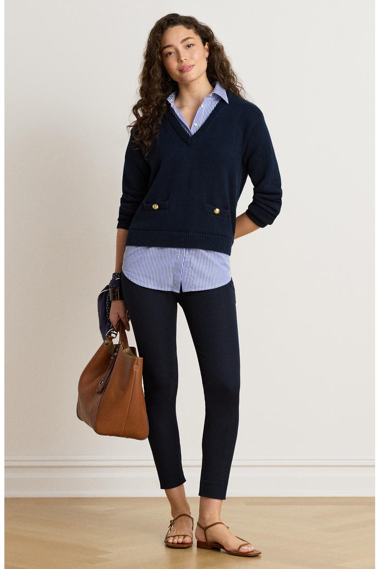 Layered Mixed Media Sweater, Alternate, color, LAUREN NAVY BLUE/ MULTI