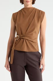 MELLODAY Buckle Front Extended Sleeve Top