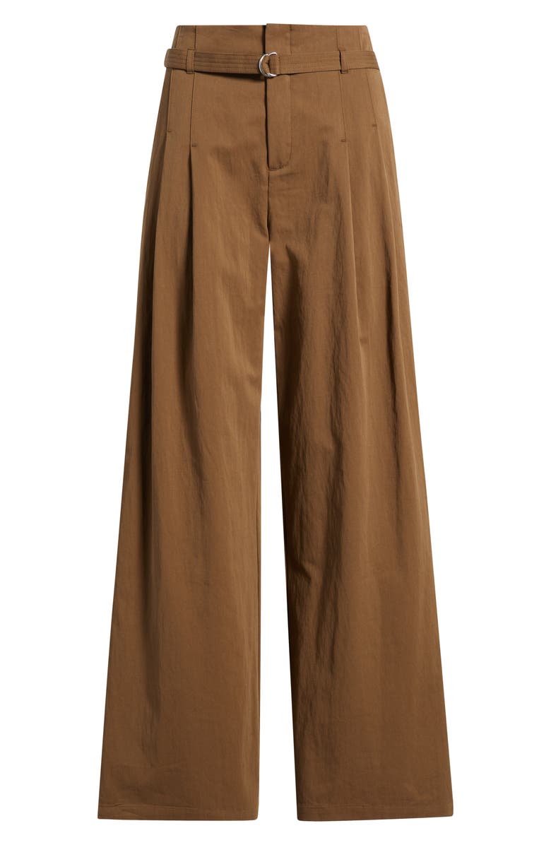 MANGO Cubo Patalon Belted Cotton Blend Pants, Main, color, Khaki Green