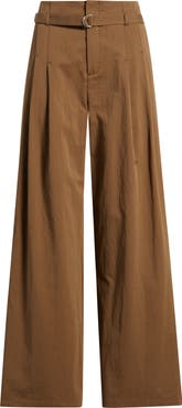 MANGO Cubo Patalon Belted Cotton Blend Pants