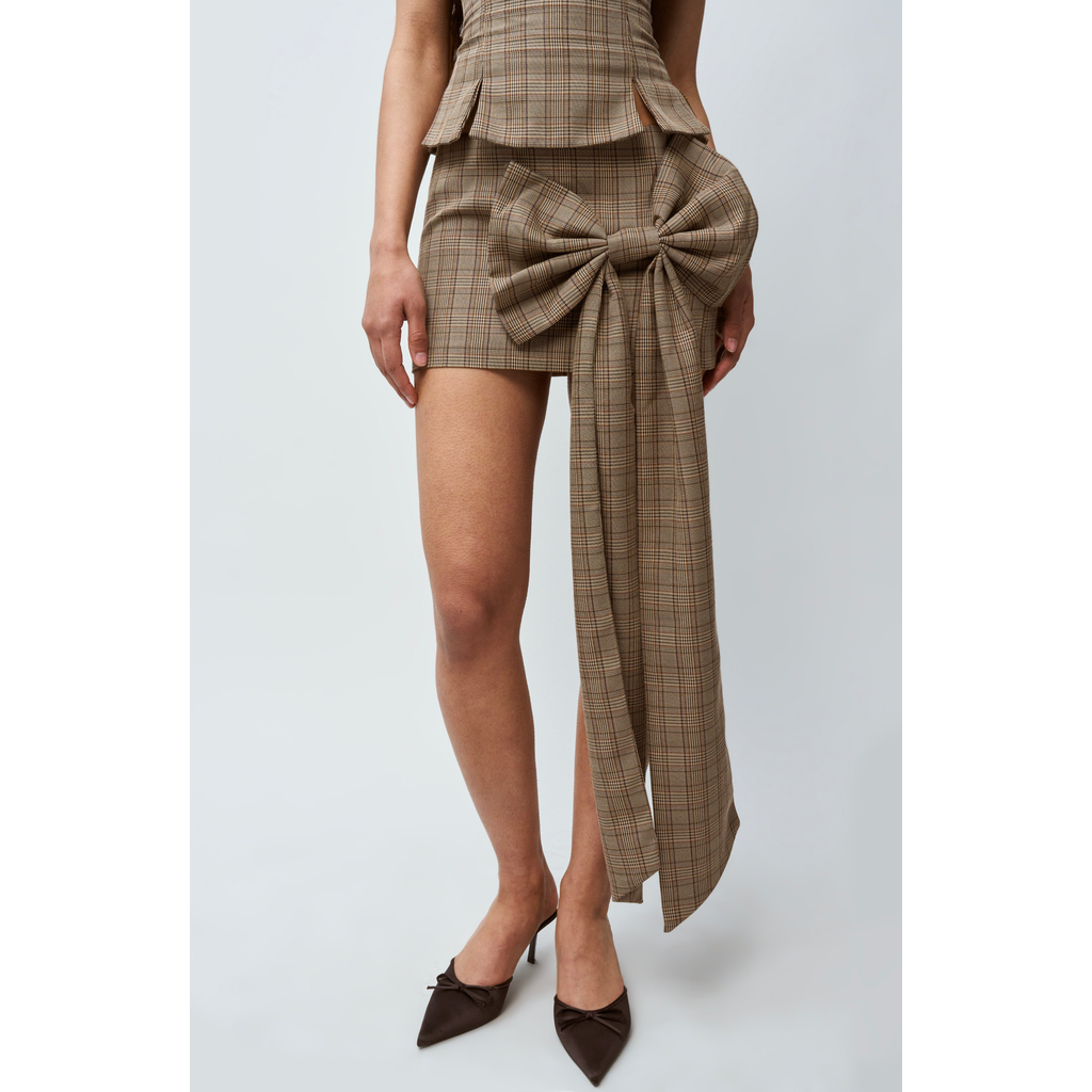 Guizio Eloise Mini Skirt in Brown Plaid  product