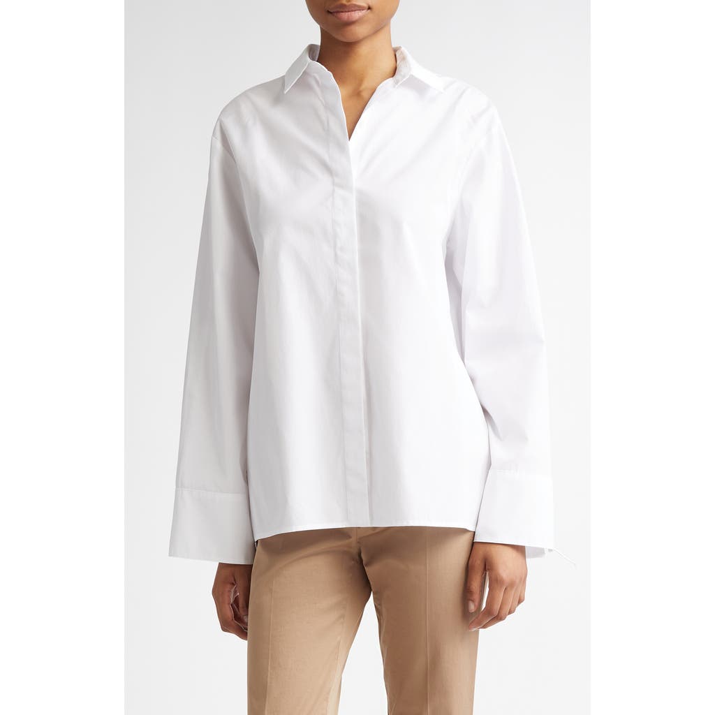 Max Mara Marte Lace Inset Button-up Shirt In Optical White