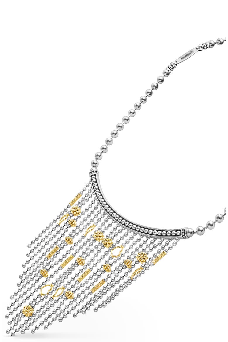 Two-Tone Caviar Multi-Strand Necklace, Alternate, color, SILVER