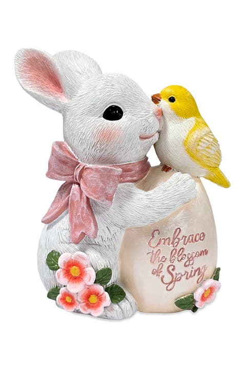 Blossom Bunny And Yellow Bird Spring Figurine