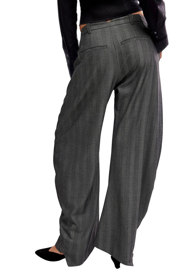 Spotlight Pinstripe Barrel Leg Pants, Alternate, color, GREY COMBO