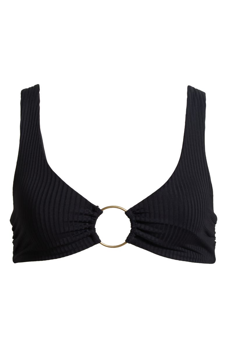 Vitamin A<sup>®</sup> Skylar Ring Detail Rib Bikini Top, Alternate, color, Black