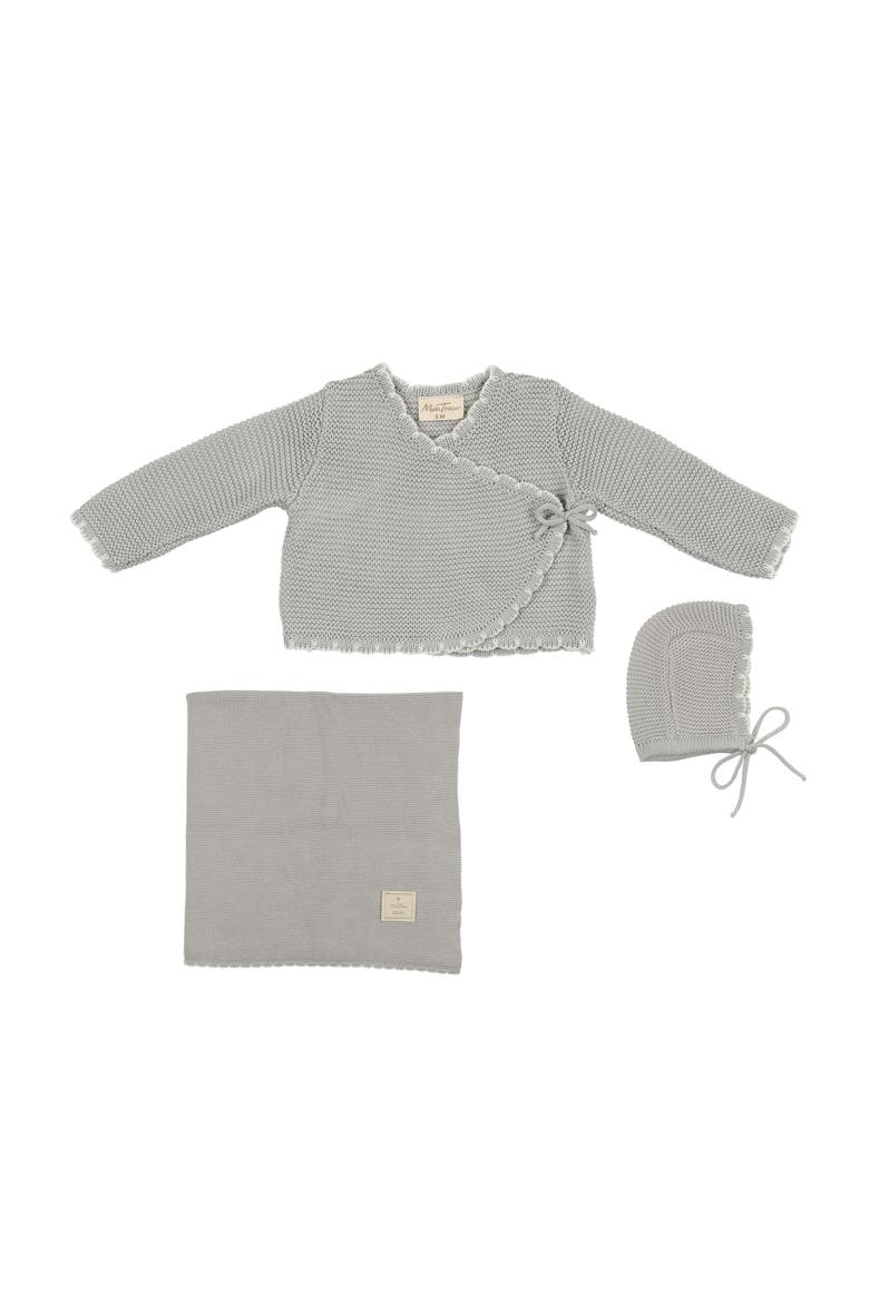 Wrapture Cardigan Layette Set, Main, color, Pearl Blue