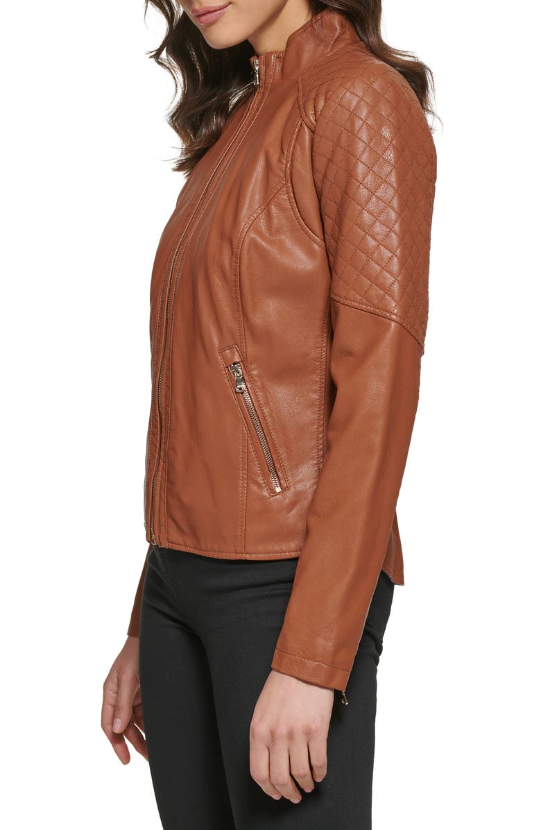 GUESS Faux Leather Quilted Jacket, Alternate, color, 