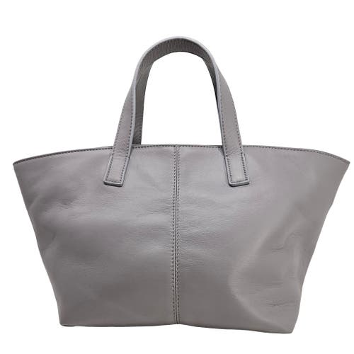 Madison Maison Leather Lock Tote Bag In Gray