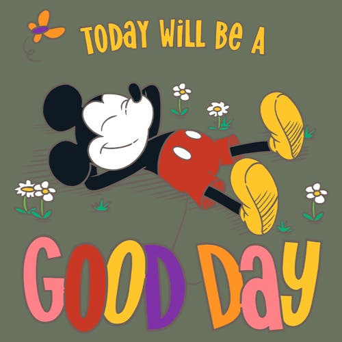 Mickey & Friends Today Will Be A Good Day  Graphic T-shirt In Green