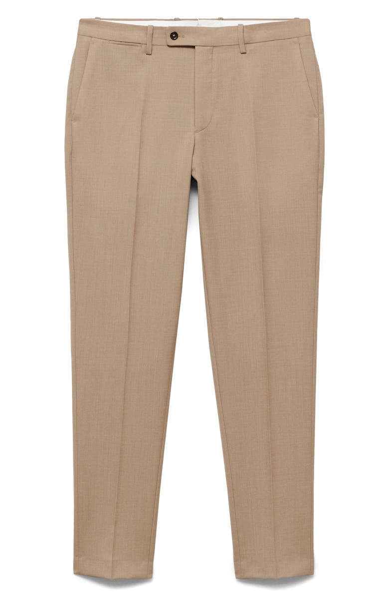 MANGO Turin Virgin Slim Fit Wool Pants, Main, color, Beige