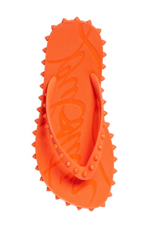 Christian Louboutin Loubi Donna Spike Red Sole Flip Flops In Multi