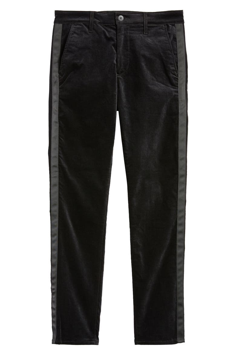 Jamison Tuxedo Stripe Velvet Trousers, Alternate, color, PURE BLACK