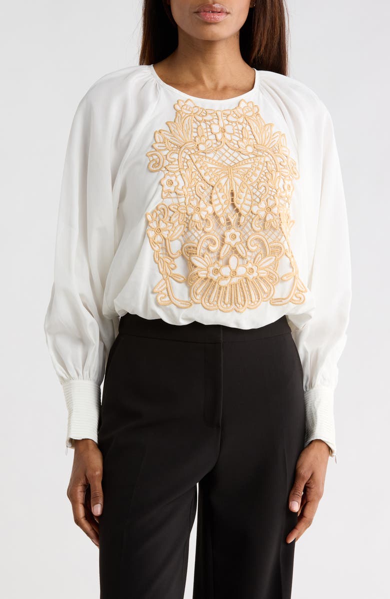 CIEBON Lenny Embroidered Top, Main, color, White