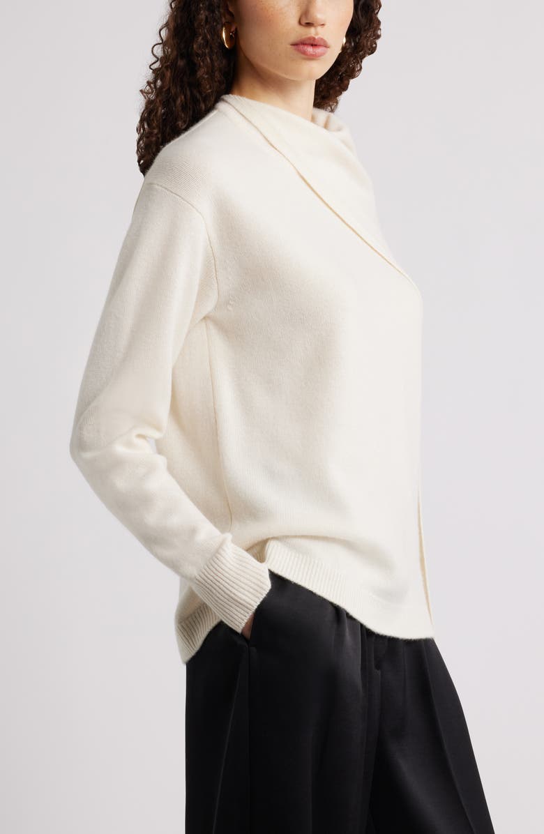 Nordstrom Scarf Collar Wool & Cashmere Sweater, Alternate, color, Ivory Pristine