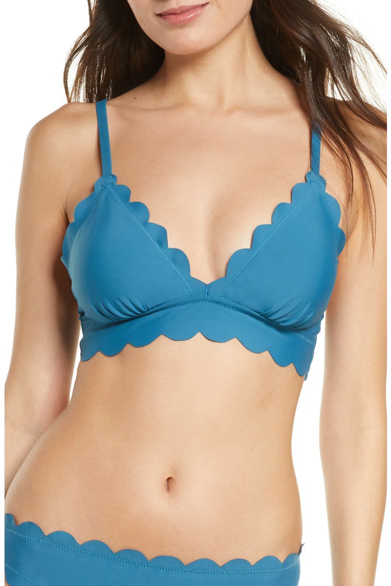Scallop Triangle Bikini Top, Main, color, TEAL CORAL