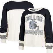 '47 Women's '47 Cream Dallas Cowboys Double Header Curve Raglan Long Sleeve Crop Top