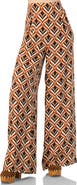 IVONNE Geometric Wide Leg Printed Pants with Side Zipper