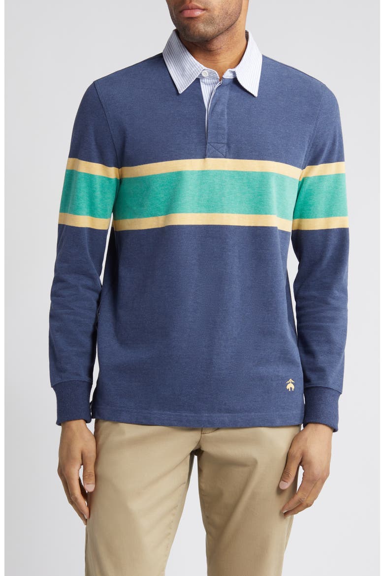 Long Sleeve Rugby Polo, Main, color, NAVY MULTI