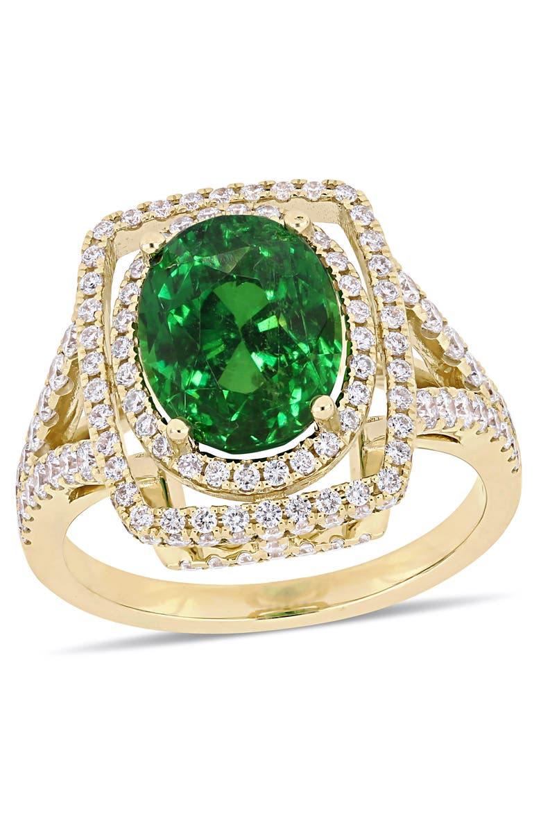 Julianna B. Tsavorite & Diamond Halo Split Shank Ring 14k, Main, color, Tsavorite