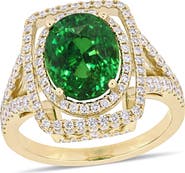 Julianna B. Tsavorite & Diamond Halo Split Shank Ring 14k