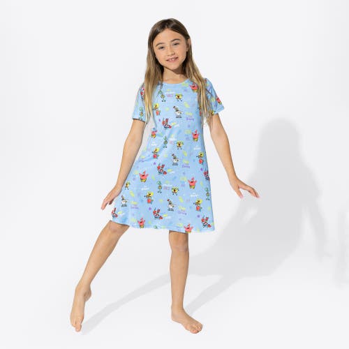 Bellabu Bear Kids' Spongebob Squarepants Good Vibes Short Sleeve Dress In Spongebob Good Vibes