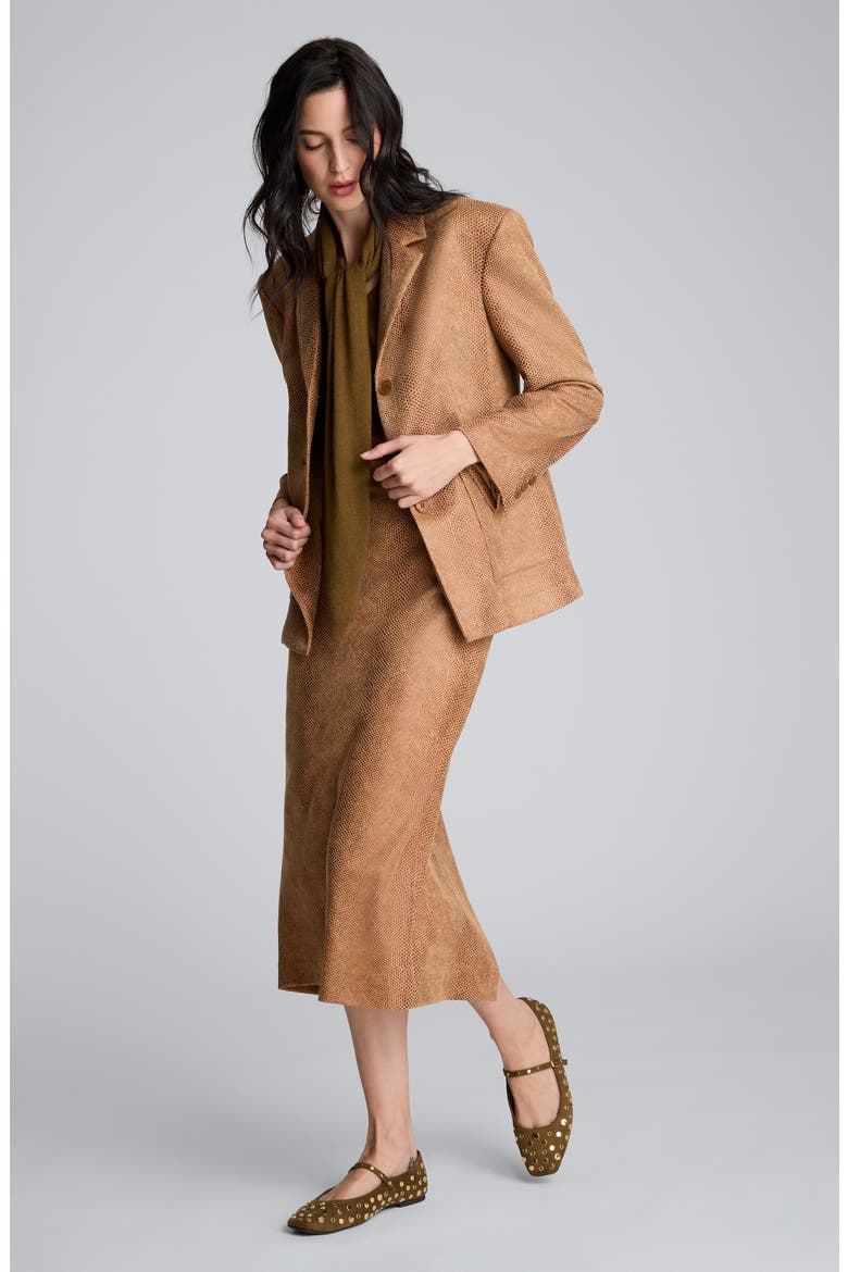 Pull-On High Waist Midi Skirt, Alternate, color, RICH UMBER MULTI