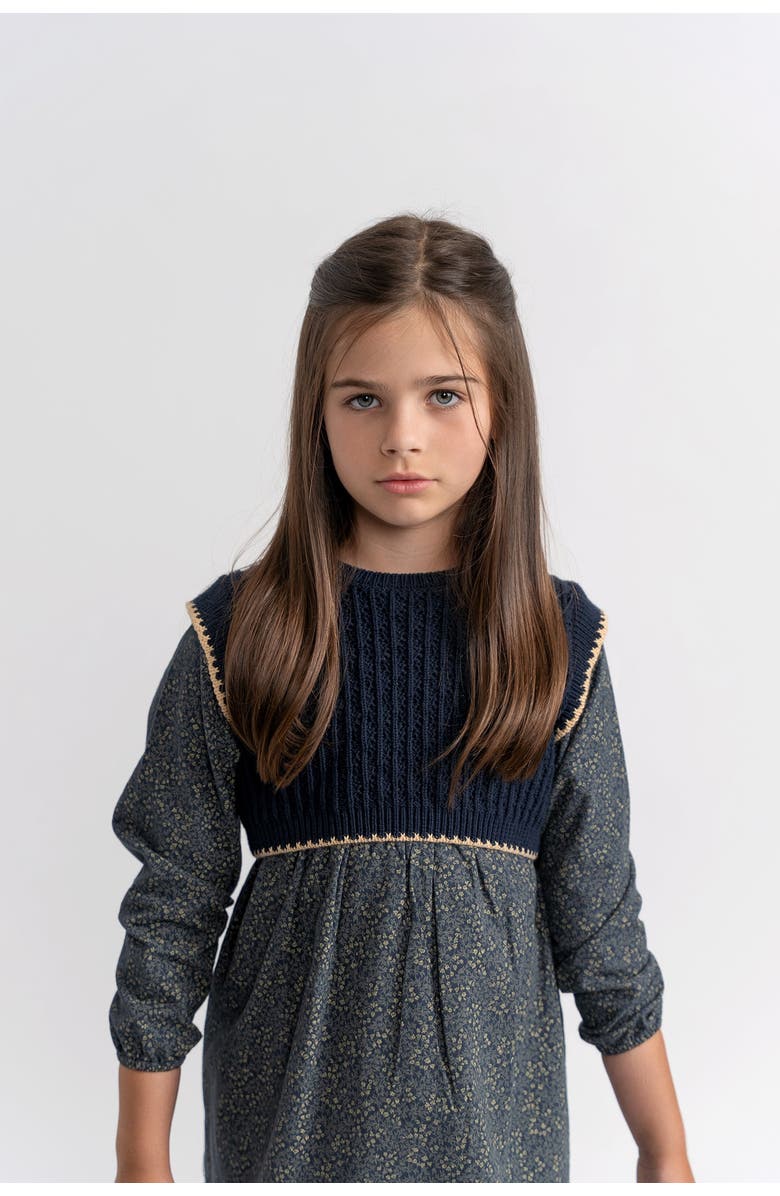 The Umbrella Academy Floral Woven Dress With Removable Knit Vest Set, Alternate, color, Beige