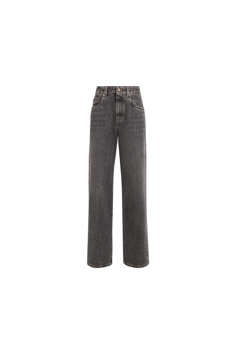 Authentic denim contemporary loose trousers with monili, Alternate, color, Dark Grey