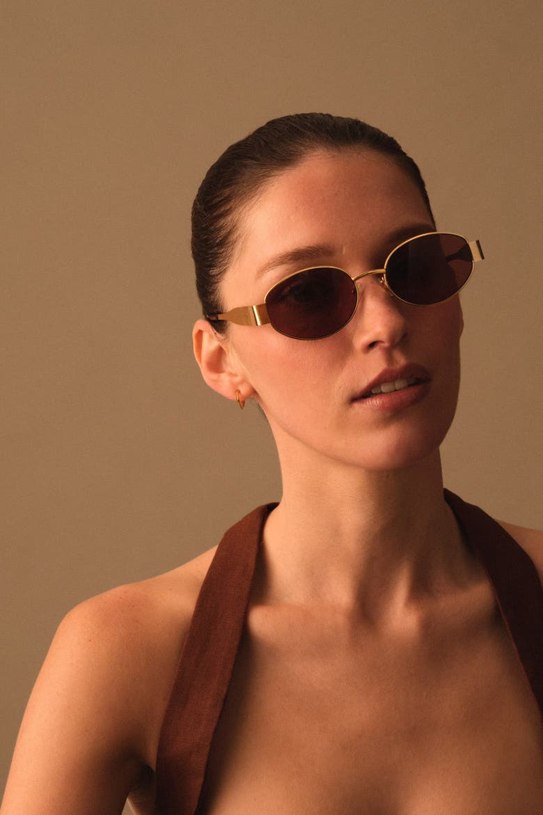 Siena Oval Sunglasses in Matte Gold And Tortoiseshell, Alternate, color, Matte Gold