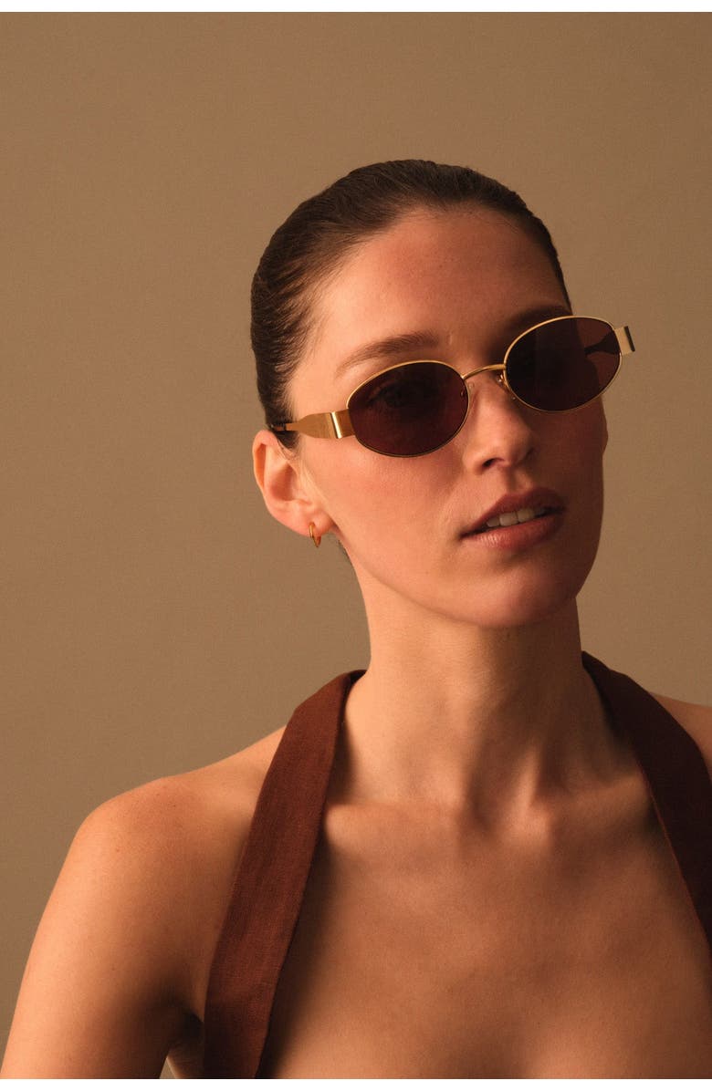 Katie Loxton Siena Oval Sunglasses in Matte Gold And Tortoiseshell, Alternate, color, Matte Gold