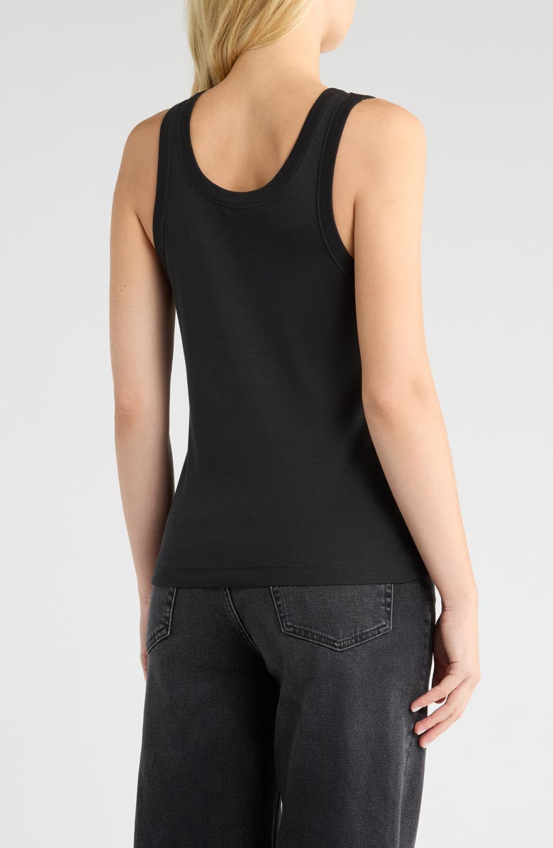 MANGO Scoop Neck Cotton Tank, Alternate, color, Black