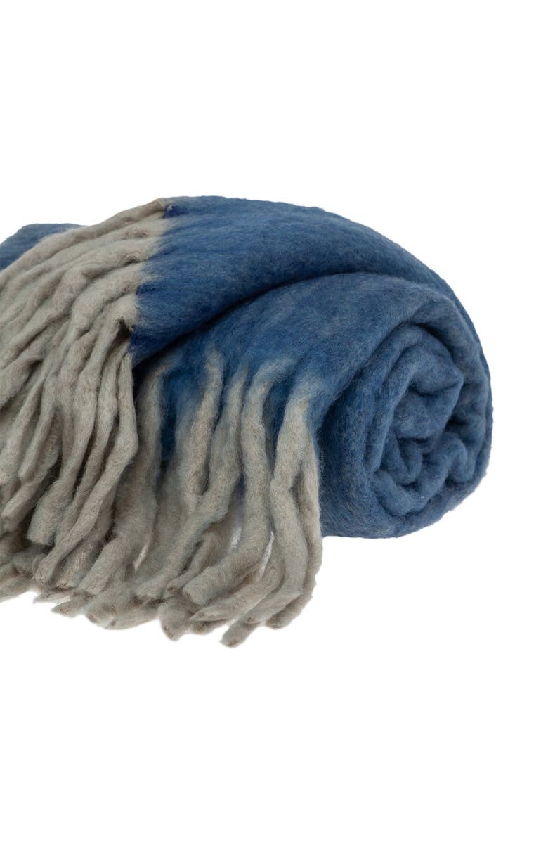 PARKLAND COLLECTION Nagar Transitional Blue 52" x 67" Woven Handloom Throw Blanket, Alternate, color,