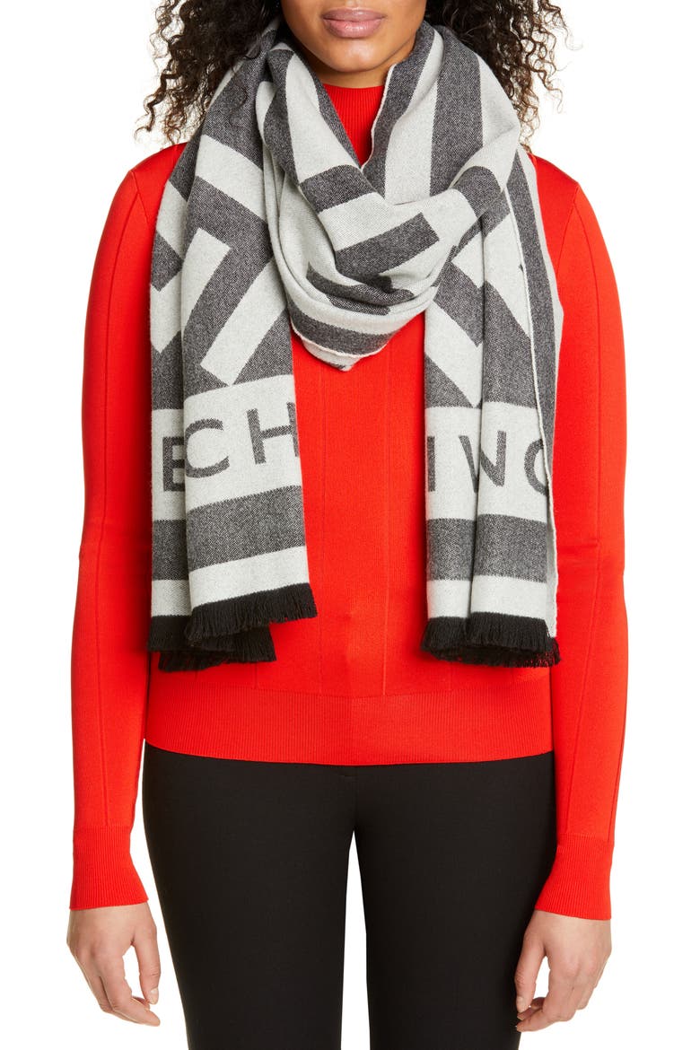 Nouveau G Wool & Cashmere Scarf, Alternate, color, BLACK/ WHITE
