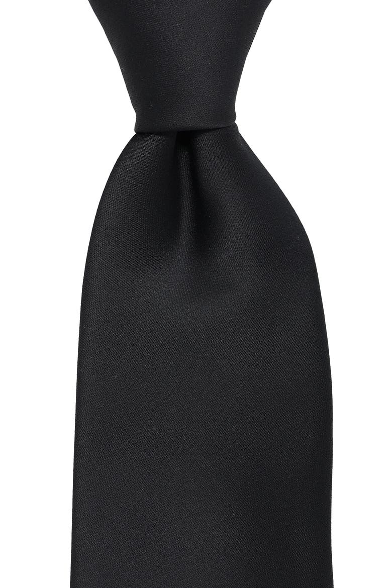 Solid Satin Tie, Alternate, color, BLACK