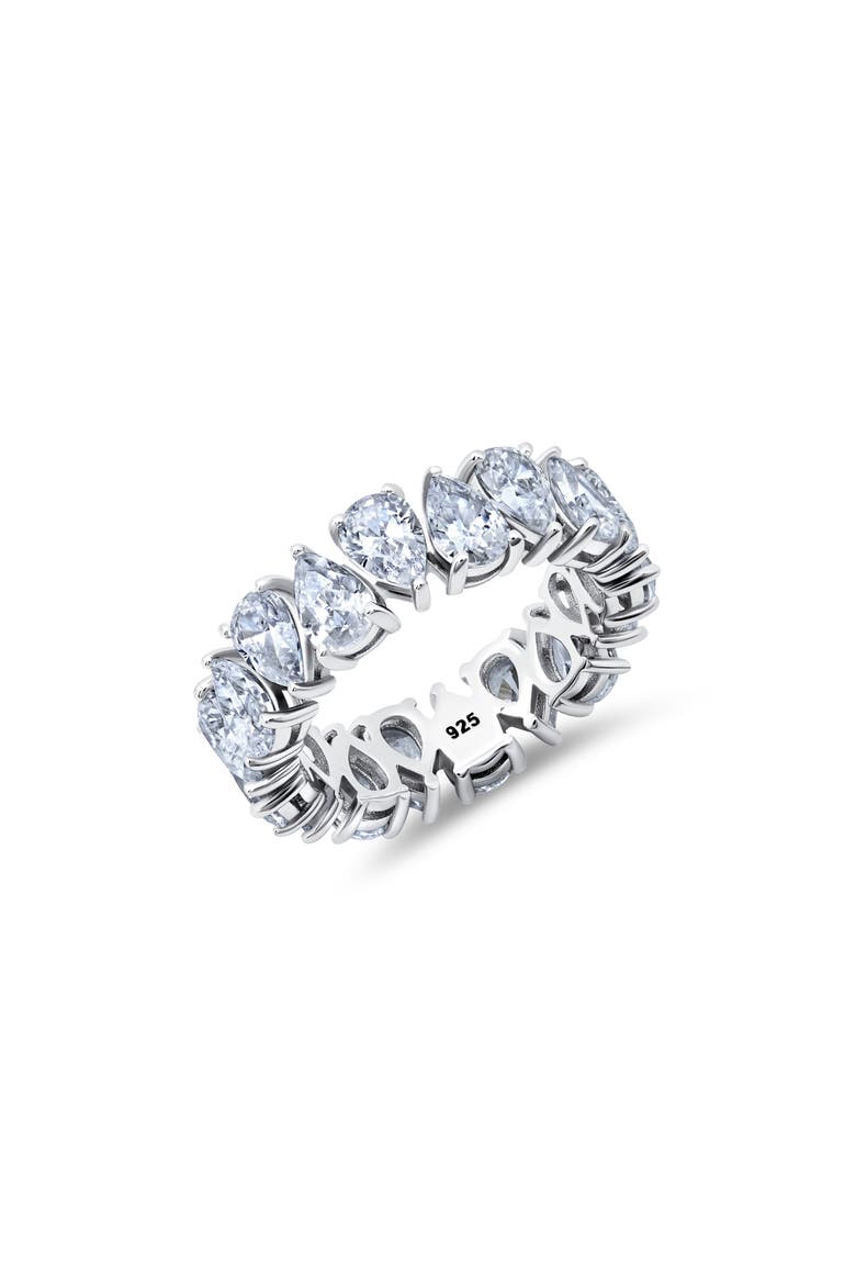 Pear Cut Cubic Zirconia Eternity Ring, Main, color, SILVER