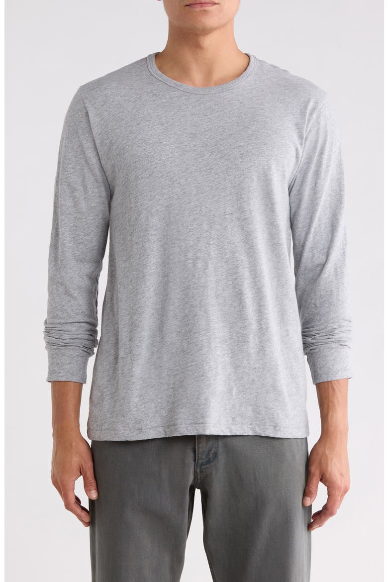 Long Sleeve Slubbed Jersey T-Shirt, Main, color, HEATHER GREY