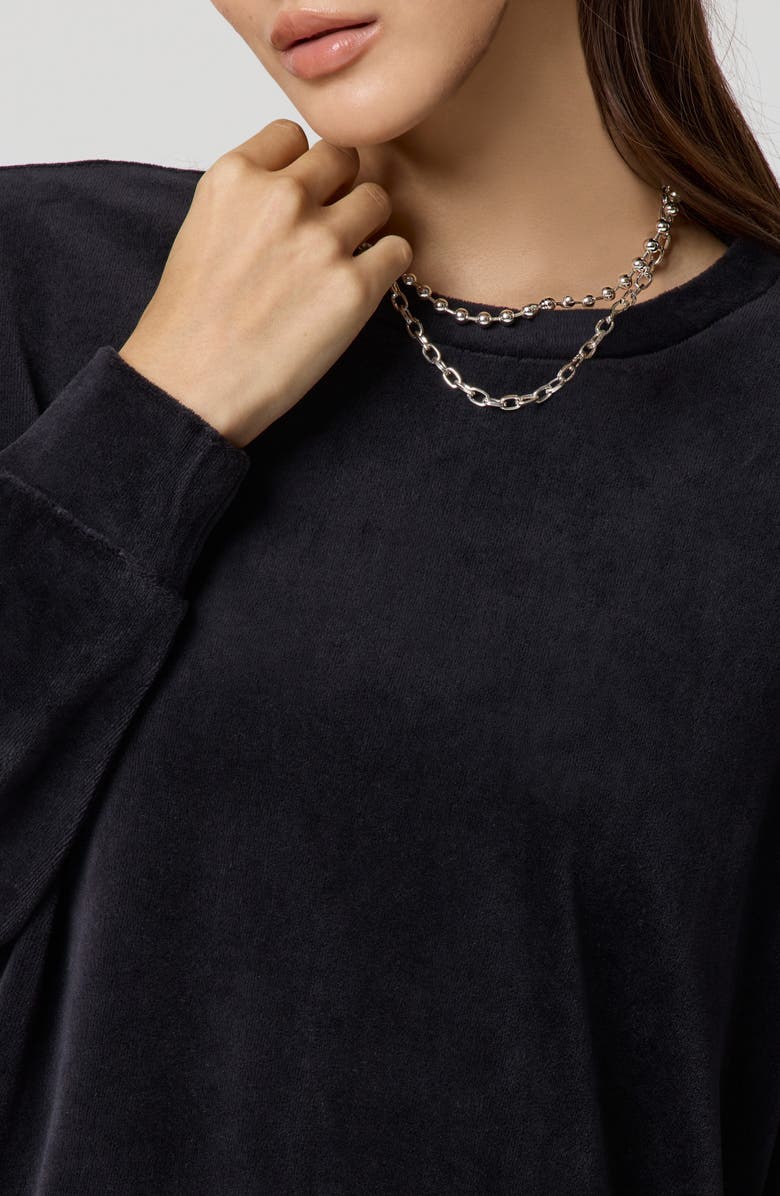 Florence by Mills Crewneck Velour Sweatshirt, Alternate, color, Black