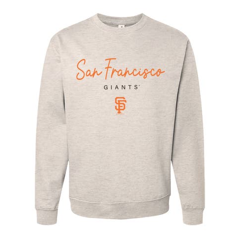Women's Soft as a Grape  Oatmeal San Francisco Giants Pigment Dye Crewneck Sweatshirt