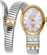 Roberto Cavalli Serpente Ornato Snake Wraparound Bracelet Watch, 22.5mm x 34mm