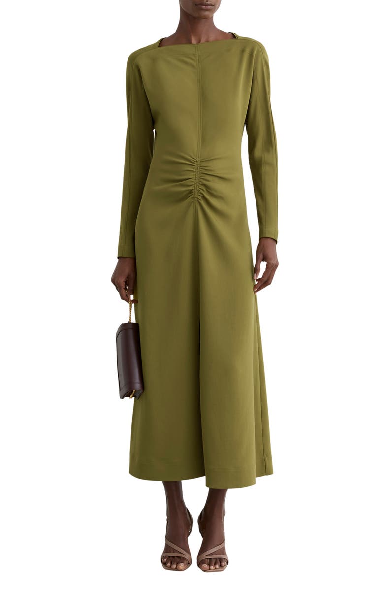 Reiss Adriana Ruched Long Sleeve Maxi Dress, Main, color, Chartreuse Green