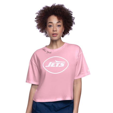 Women's Starter  Pink New York Jets Play the Ball Boxy Cropped T-Shirt