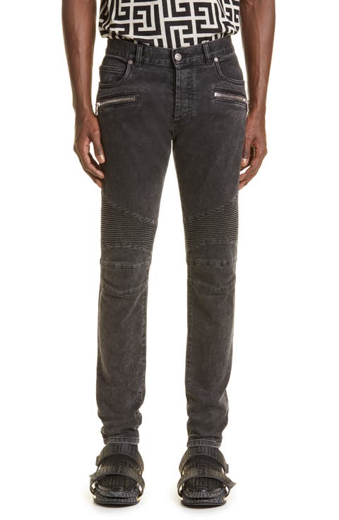 Moto Slim Fit Jeans (Washed Black)