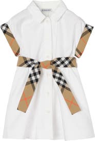 Burberry Check Trim Cotton Shirt Dress