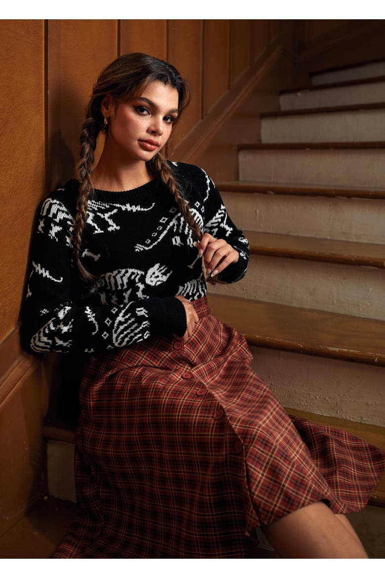 Dying For Dinos Cotton Pullover Sweater, Alternate, color, Bone Voyage