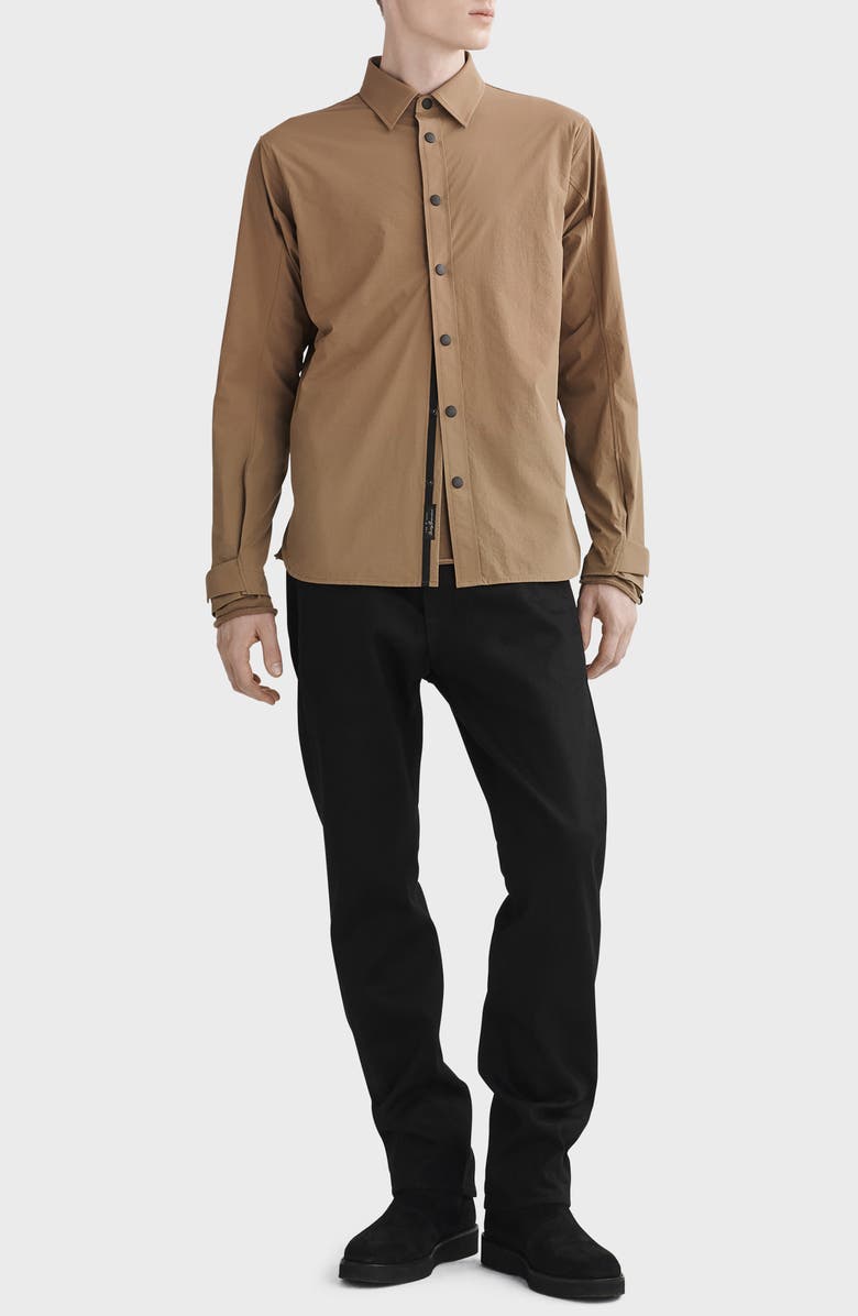 rag & bone Flyweight Ripstop Snap-Up Shirt, Alternate, color, Ermine