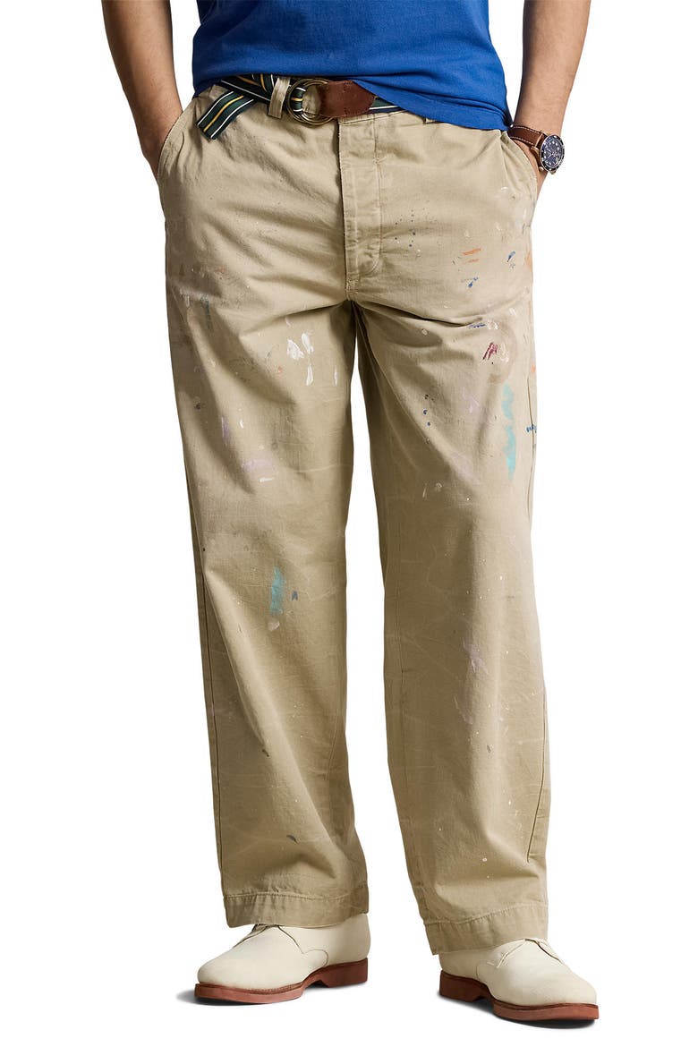Polo Ralph Lauren Paint Spatter Cotton Twill Khaki Pants (Men