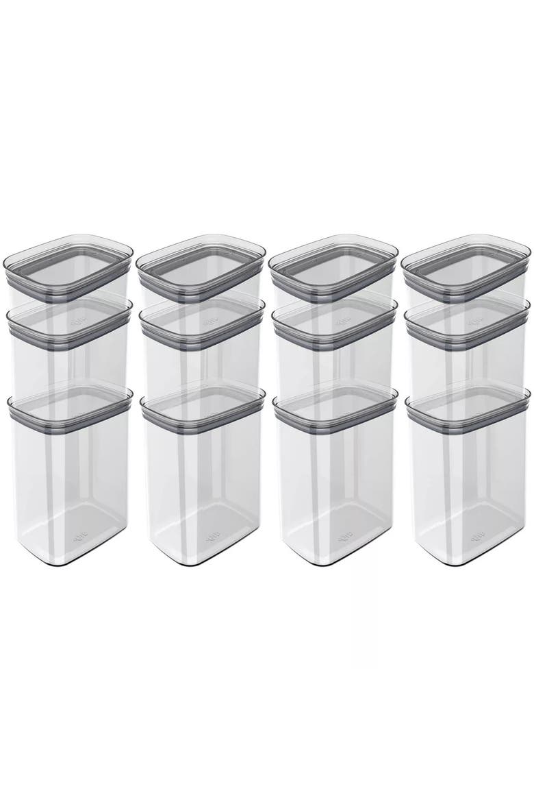 Airtight Clear Stackable Food Storage Container Set with Leak Proof Lid, Main, color, Clear
